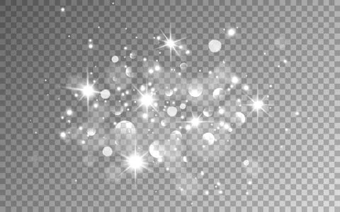 Silver dust. Glow light effect. Christmas particles composition. Magic glitter Stock Illustration