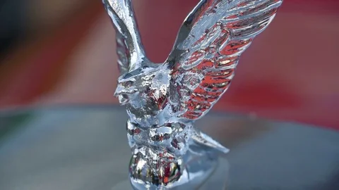 A silver eagle logo of the car in the carshow Stock Footage 73529190
