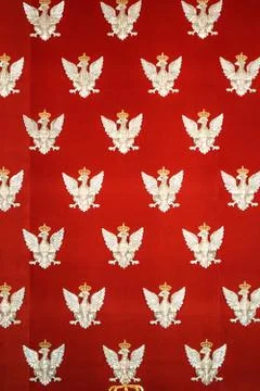 Silver eagles on red Foto stock