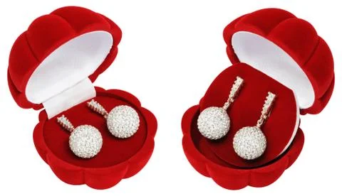 Silver earrings in a beautiful caskets - shells Stock Photos