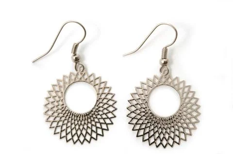 Silver earrings Stock Photos