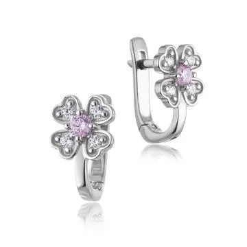 Silver earrings on a white background 写真素材