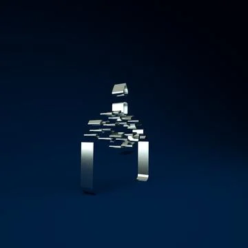 Silver Easter cake and candle icon isolated on blue background. Happy Easter. Stock Illustration