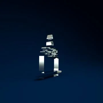 Silver Easter cake and candle icon isolated on blue background. Happy Easter. Illustrazione stock