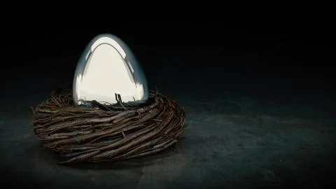 Silver easter egg. 3D Rendering Stock Illustration