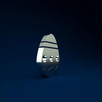 Silver Easter egg icon isolated on blue background. Happy Easter. Minimalism  Stock Illustration