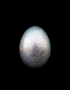 Silver Easter egg isolated on black background Stock Photos