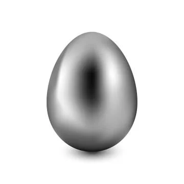 Silver Easter egg on a white background with a light shadow Stock Illustration
