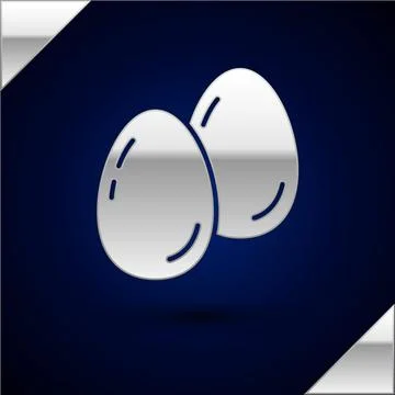 Silver Easter eggs icon isolated on dark blue background. Happy Easter.  Vect 스톡 일러스트