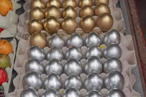Silver Easter eggs Stock Photos