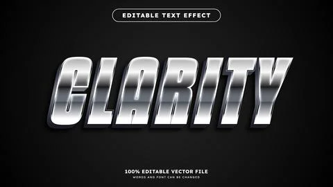 Silver editable text effect with chrome silver 3d metallic style Stock Illustration