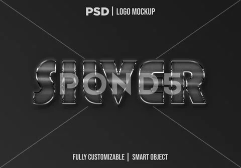 Silver editable text effect PSD photoshop format Шаблон PSD