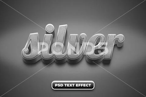 Silver editable text effect in psd smart object Modello PSD