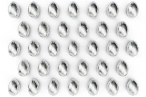 Silver eggs backgorund. Silver eggs view top. Silver egg as a sign of wealth Stock Illustration