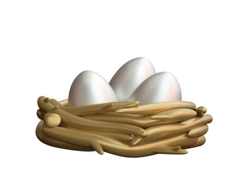 Silver eggs in a gold nest Stock Illustration