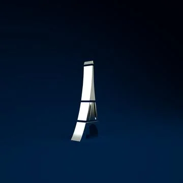 Silver Eiffel tower icon isolated on blue background. France Paris landmark s Stock Illustration