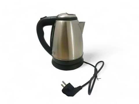 Silver electric kettle on a white background Stock Photos