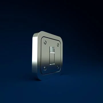 Silver Electric light switch icon isolated on blue background. On and Off ico イラスト素材