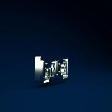 Silver Electrical outlet icon isolated on blue background. Power socket. Rose Ilustración de archivo