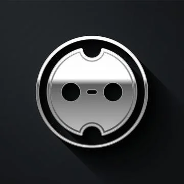 Silver Electrical outlet icon isolated on black background. Power socket Illustrazione stock