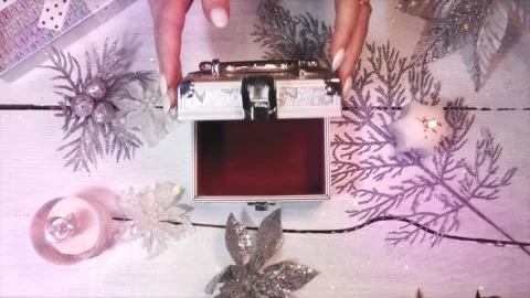 Silver Elegant Chest Opens Video stock 296060447