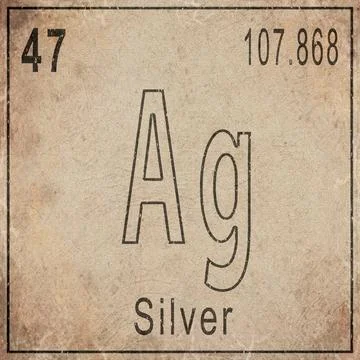 Silver Element Card from Periodic Table on Vintage Old Paper Stock Illustration