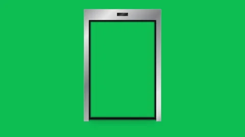 Silver elevator door opening and closing overlay animation with placeholder. Video stock 334751730