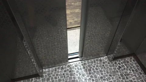 Silver Elevator Doors Opening Video stock 55544898