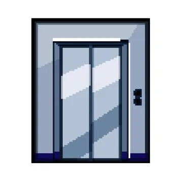 Silver elevator doors on wall with direction buttons Ilustración de archivo
