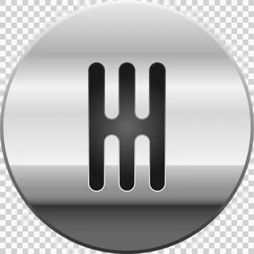 Silver emblem with three vertical bars connected by a horizontal bar in the.. Stock Illustration