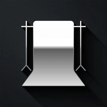 Silver Empty photo studio icon isolated on black background. Screen backdro.. Stock Illustration