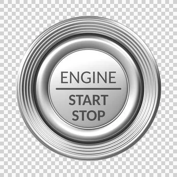 Silver engine start-stop button Stock Illustration