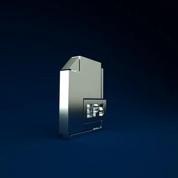 Silver EPS file document. Download eps button icon isolated on blue backgroun Stock Illustration