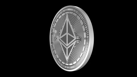 Silver Ethereum rotates around axis looped animated 4K video with alpha channel. 库存影片 87986440