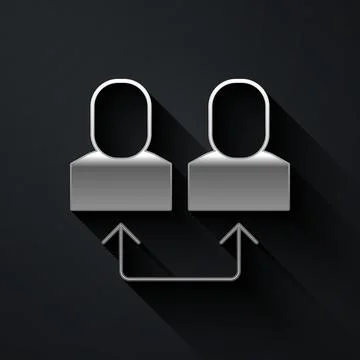 Silver Exchange work icon isolated on black background. Information exchange イラスト素材