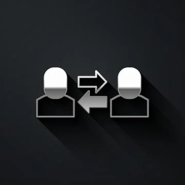 Silver Exchange work icon isolated on black background. Information exchange イラスト素材