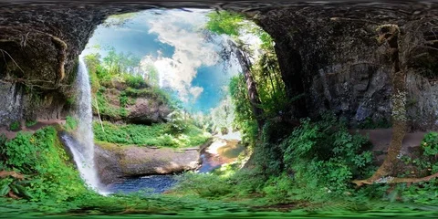 Silver Falls Waterfall 360 VR | Stock Video | Pond5