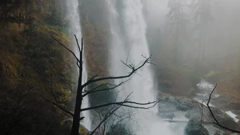 Silver Falls Waterfall Slowmotion Stock Footage 204710886