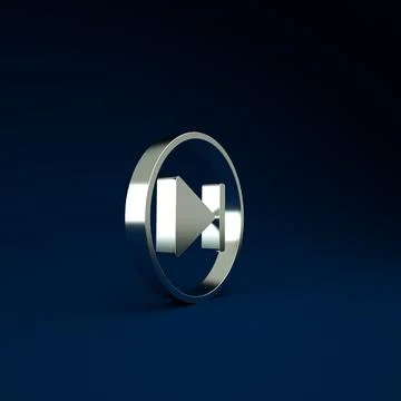 Silver Fast forward icon isolated on blue background. Minimalism concept. 3d  Stock Illustration