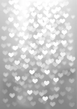 Silver festive lights in heart shape, vector background. Stock Illustration