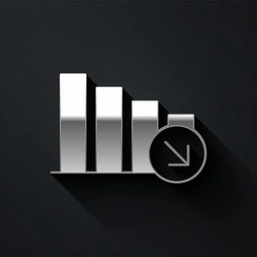 Silver Financial growth decrease icon isolated on black background. Increasing Stock Illustration