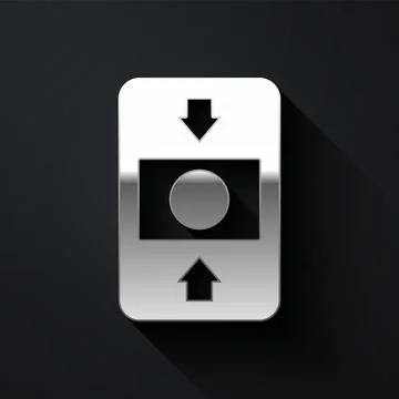 Silver Fire alarm system icon isolated on black background. Pull danger fire Stock Illustration