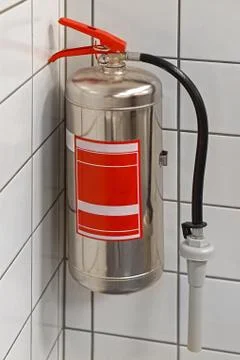 Silver fire extinguisher Foto stock