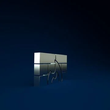 Silver Firewall, security wall icon isolated on blue background. Minimalism c 스톡 일러스트