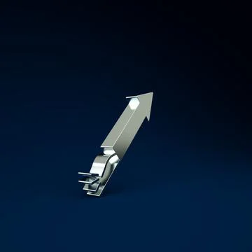 Silver Firework rocket icon isolated on blue background. Concept of fun party Stock Illustration