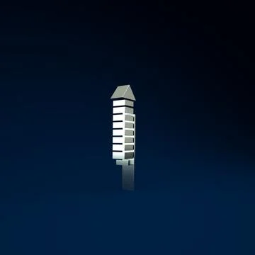 Silver Firework rocket icon isolated on blue background. Concept of fun party Stock Illustration