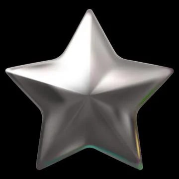 Silver five-pointed star realistic 3D vector design, chrome space emoji, spark Stock Illustration