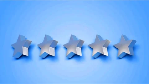 Silver Five Star Rating Animation on blue Background Stock Footage 314213863