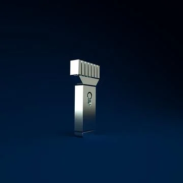 Silver Flashlight for diver icon isolated on blue background. Diving underwat Stock Illustration