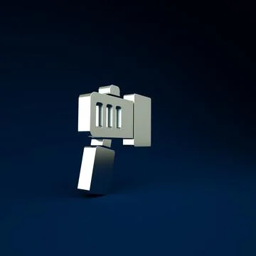 Silver Flashlight for diver icon isolated on blue background. Diving underwat 스톡 일러스트